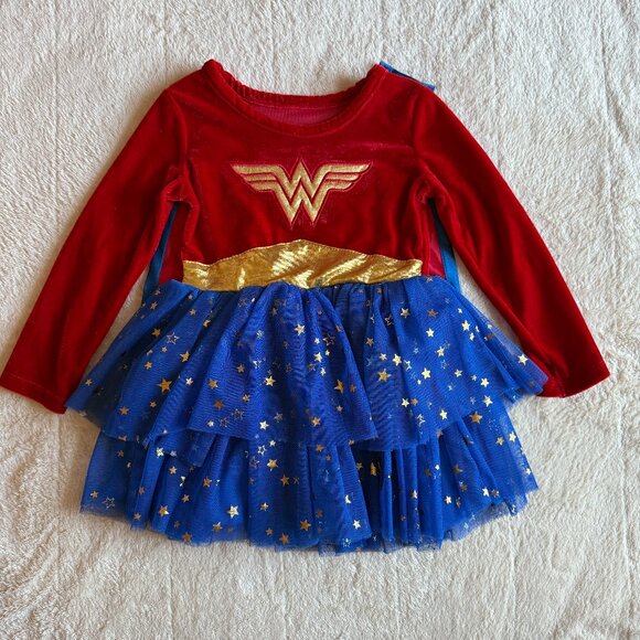 Wonder Woman Tutu Dress Halloween Costume with Velcro Cape ~ Size 12-18 Months - Picture 1 of 6